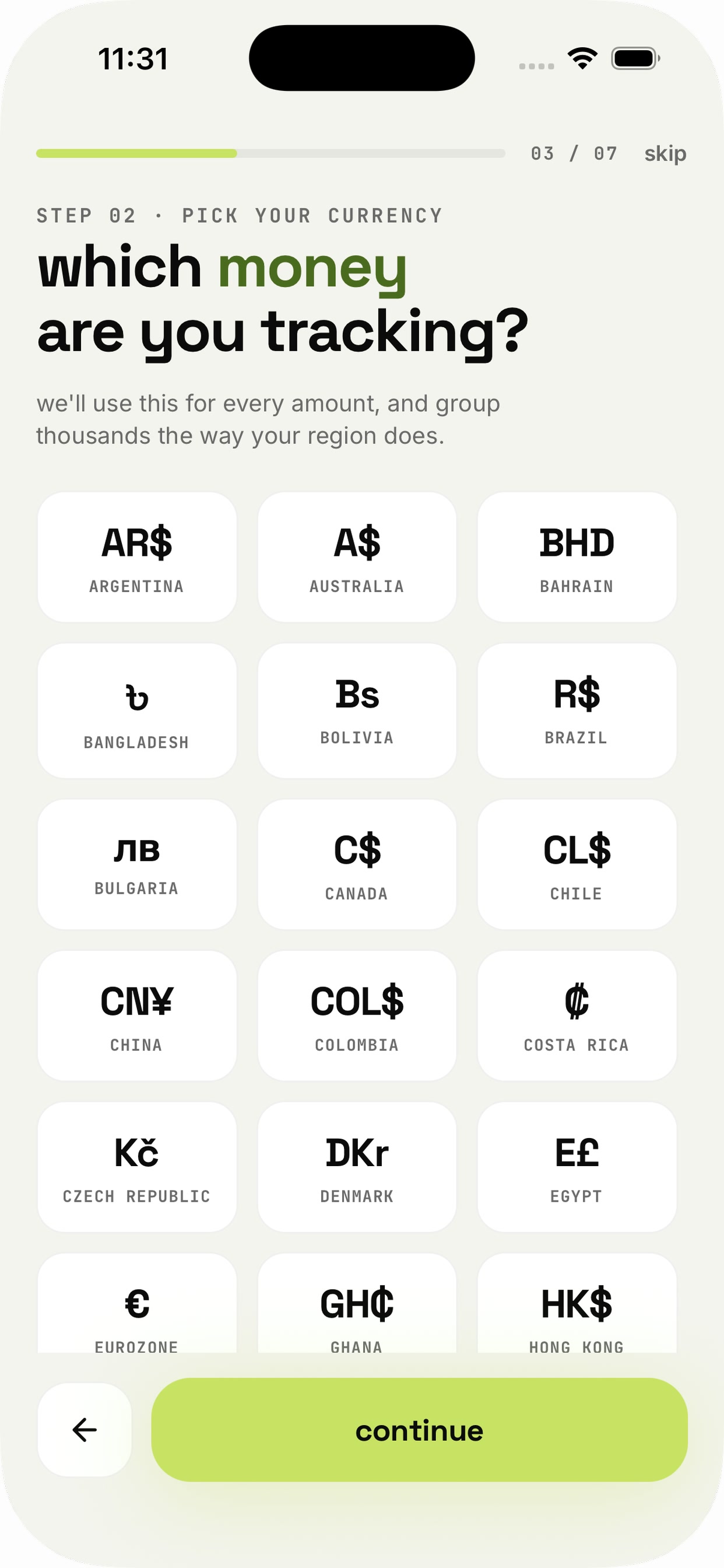 Onboarding — pick your palette