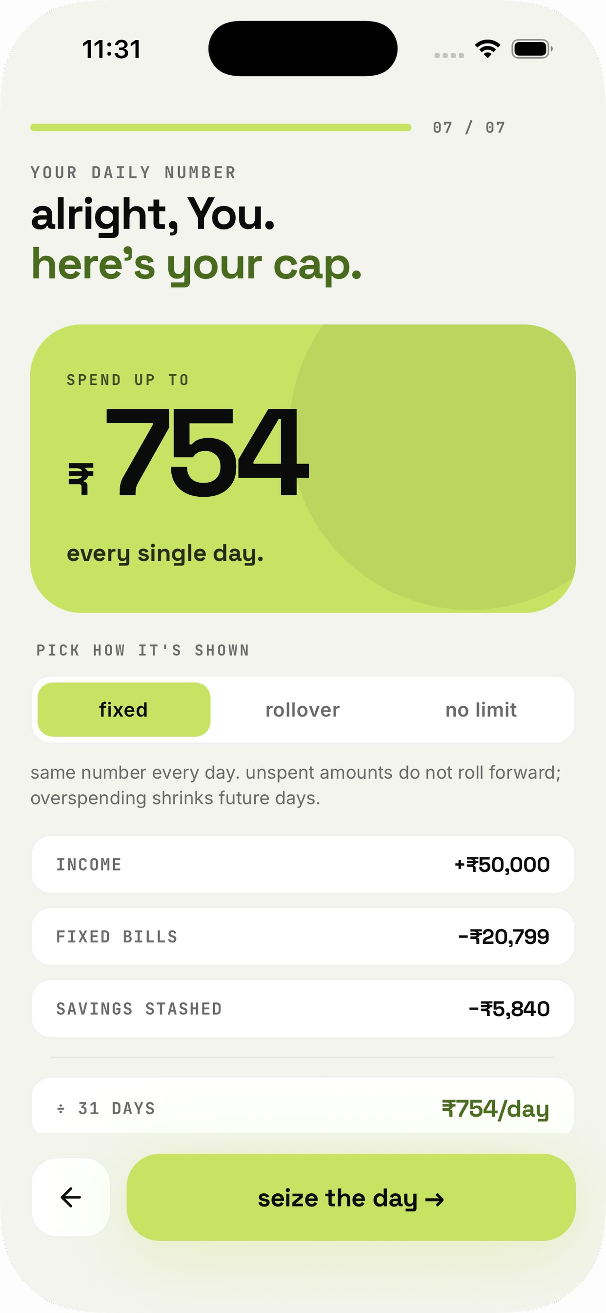 Onboarding — pick your currency